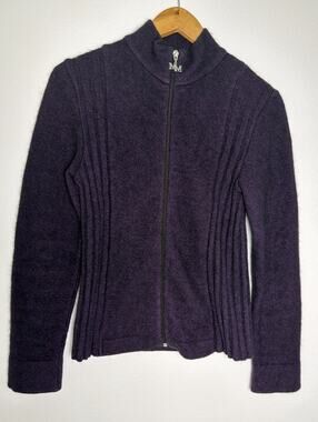 Merino Mink Wool Possum Silk Cardigan New Zealand Women’s XS Small Purple Zip